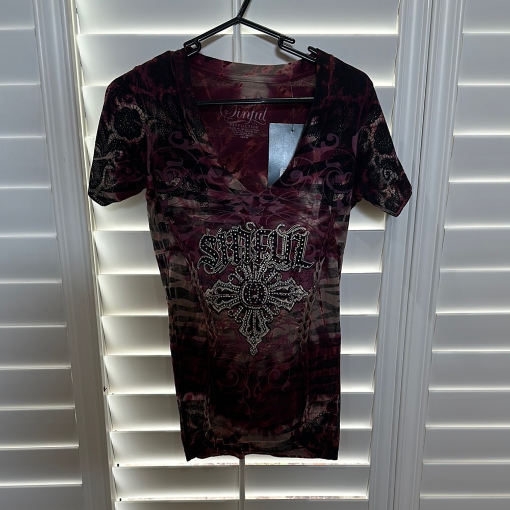 Sinful Burgundy Graphic T-Shirt